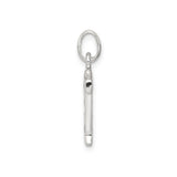 Sterling Silver Initial T Pendant with Cubic Zirconia, Polished Alphabet Letter Charm