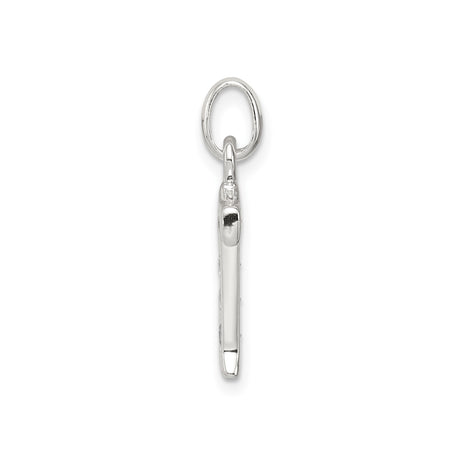 Sterling Silver Initial T Pendant with Cubic Zirconia, Polished Alphabet Letter Charm