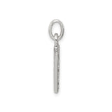 Sterling Silver Letter V Pendant with Cubic Zirconia, Polished Initial Charm for Women