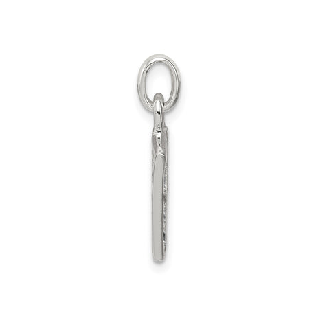 Sterling Silver Letter V Pendant with Cubic Zirconia, Polished Initial Charm for Women