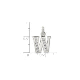 Sterling Silver Initial W Pendant with Cubic Zirconia, Block Letter Monogram Charm