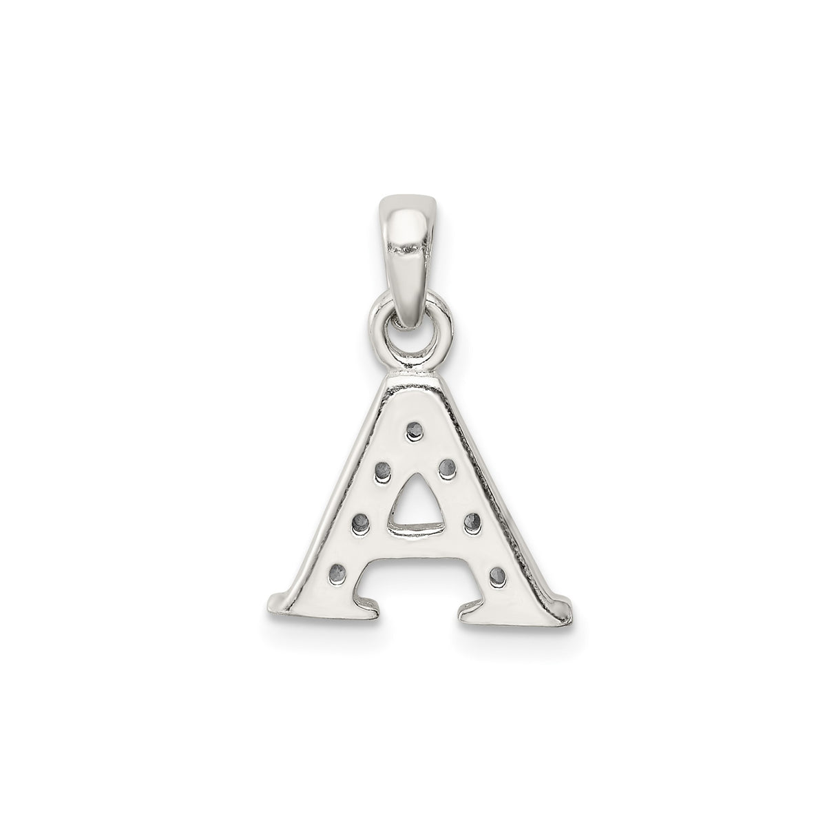 Sterling Silver Letter A Pendant with Cubic Zirconia, Initial Charm for Women