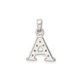 Sterling Silver Letter A Pendant with Cubic Zirconia, Initial Charm for Women