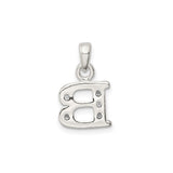 Sterling Silver Letter B Pendant Charm with Cubic Zirconia Accents