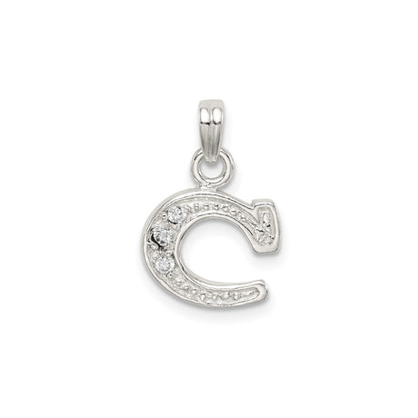 CZ Initial C Charm Pendant in Real 925 Sterling Silver