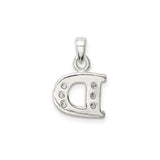 CZ Initial D Charm Pendant in Real 925 Sterling Silver