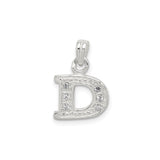 CZ Initial D Charm Pendant in Real 925 Sterling Silver