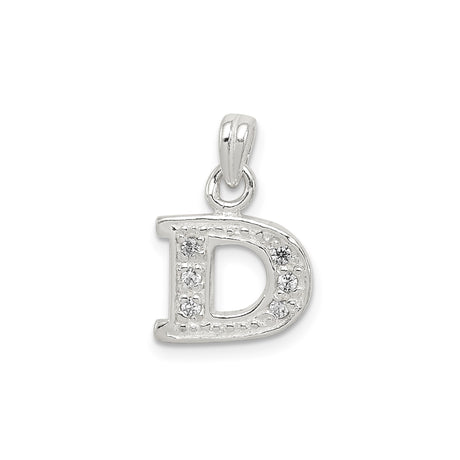 CZ Initial D Charm Pendant in Real 925 Sterling Silver