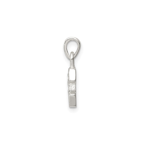 Sterling Silver Initial E Pendant with Cubic Zirconia, Block Letter Charm
