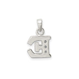 Sterling Silver Initial E Pendant with Cubic Zirconia, Block Letter Charm