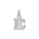 Sterling Silver Initial E Pendant with Cubic Zirconia, Block Letter Charm