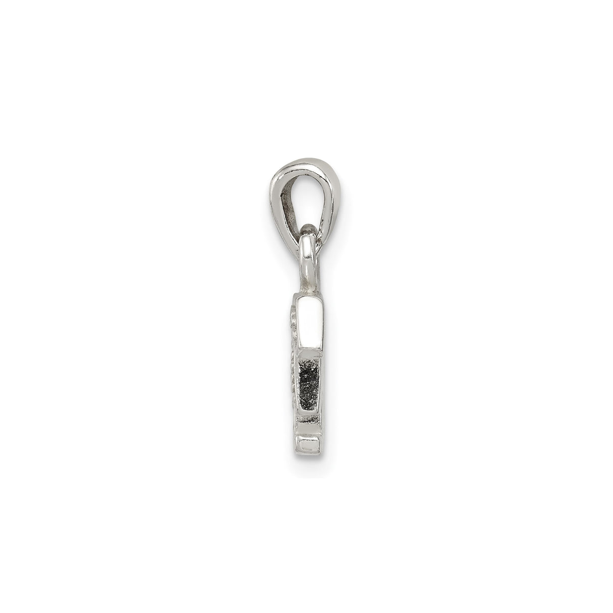 Sterling Silver Letter F Pendant Charm with Cubic Zirconia and Beaded Detailing