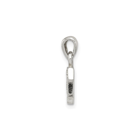 Sterling Silver Letter F Pendant Charm with Cubic Zirconia and Beaded Detailing