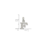 Sterling Silver Letter F Pendant Charm with Cubic Zirconia and Beaded Detailing