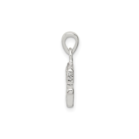 Sterling Silver Pendant with Cubic Zirconia, Beaded Edge, Polished Letter G Charm