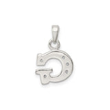 Sterling Silver Pendant with Cubic Zirconia, Beaded Edge, Polished Letter G Charm