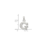 Sterling Silver Pendant with Cubic Zirconia, Beaded Edge, Polished Letter G Charm
