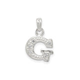 Sterling Silver Pendant with Cubic Zirconia, Beaded Edge, Polished Letter G Charm