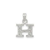 Sterling Silver Pendant with Cubic Zirconia, Letter H Initial Charm, Dainty Alphabet Jewelry