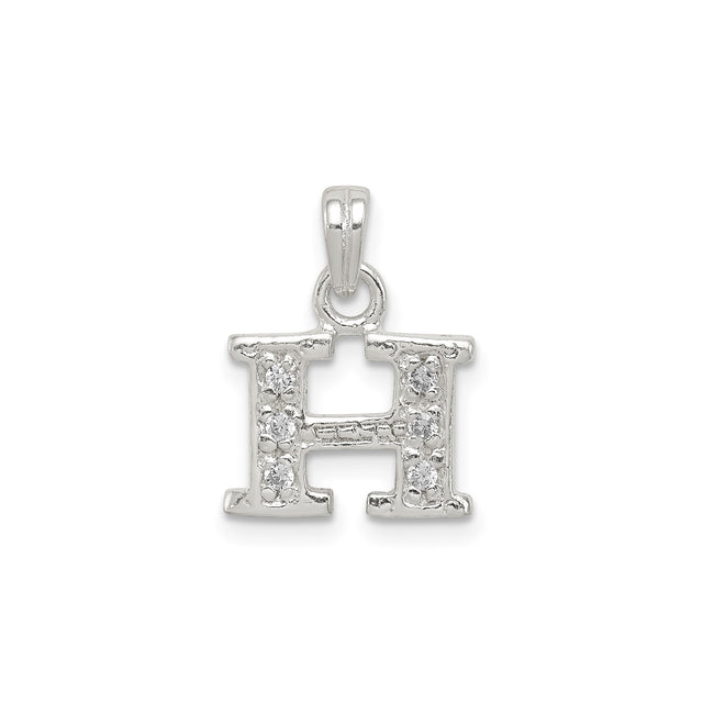 Sterling Silver Pendant with Cubic Zirconia, Letter H Initial Charm, Dainty Alphabet Jewelry
