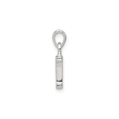 Sterling Silver Alphabet Initial I Pendant with Cubic Zirconia Accent Charm