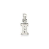 Sterling Silver Alphabet Initial I Pendant with Cubic Zirconia Accent Charm