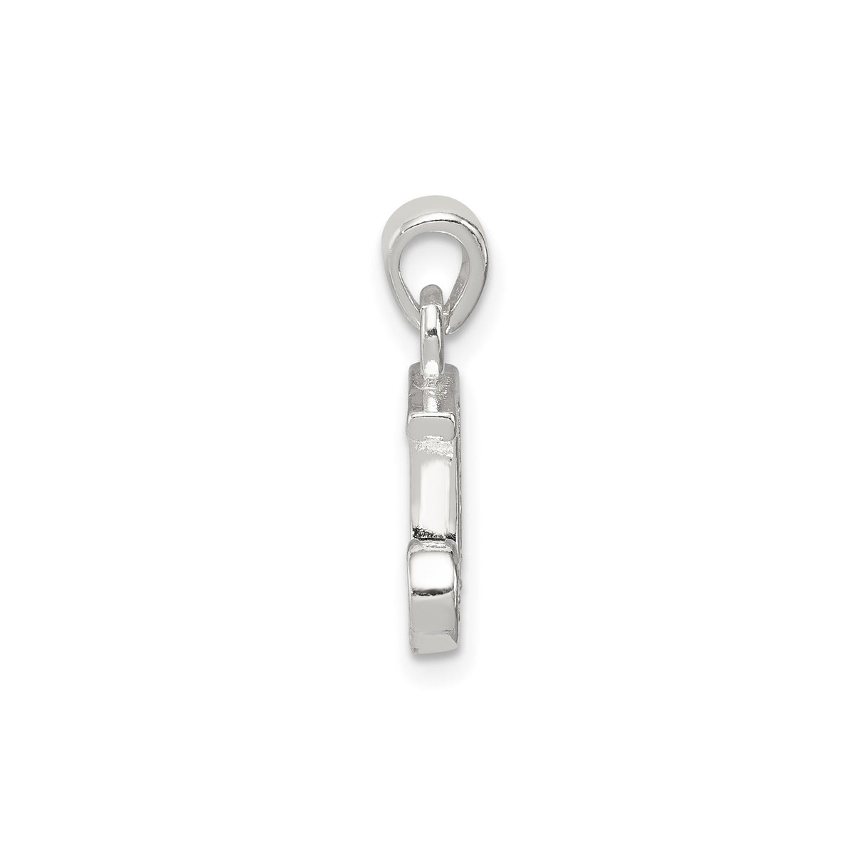 Sterling Silver Initial J Pendant Charm with Cubic Zirconia Accents, Letter Jewelry for Women