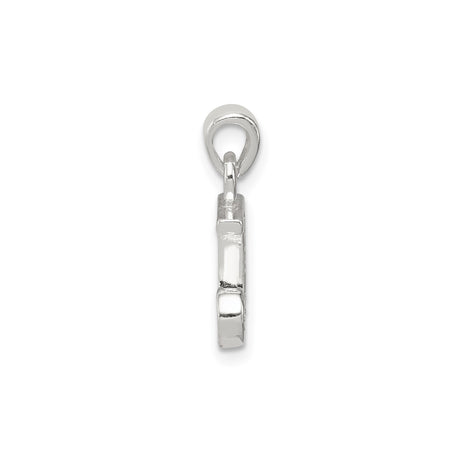 Sterling Silver Initial J Pendant Charm with Cubic Zirconia Accents, Letter Jewelry for Women