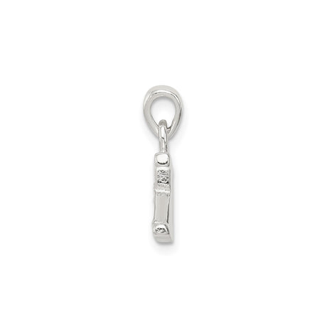Sterling Silver Initial K Pendant Charm with Cubic Zirconia, Textured Letter Design