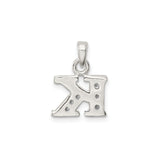Sterling Silver Initial K Pendant Charm with Cubic Zirconia, Textured Letter Design