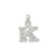 Sterling Silver Initial K Pendant Charm with Cubic Zirconia, Textured Letter Design