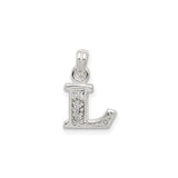 Sterling Silver Letter L Pendant Charm with Cubic Zirconia, Monogram Initial Jewelry for Women