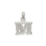 Sterling Silver M Pendant with Cubic Zirconia, Letter Charm Necklace for Women or Unisex Wear