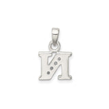 Sterling Silver Initial N Pendant with Cubic Zirconia, Polished Letter Charm for Women