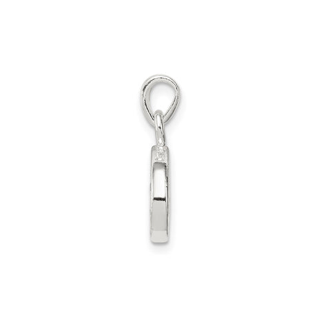 Sterling Silver Oval Pendant with Open Center, Floral Texture, Cubic Zirconia, Nature Inspired