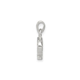 Sterling Silver Initial P Pendant Charm with Cubic Zirconia, Textured Letter Jewelry