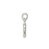 Sterling Silver R Pendant with Cubic Zirconia, Textured Uppercase Letter Charm for Women and Men