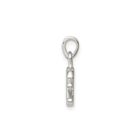 Sterling Silver R Pendant with Cubic Zirconia, Textured Uppercase Letter Charm for Women and Men