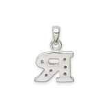 Sterling Silver R Pendant with Cubic Zirconia, Textured Uppercase Letter Charm for Women and Men