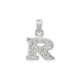 Sterling Silver R Pendant with Cubic Zirconia, Textured Uppercase Letter Charm for Women and Men