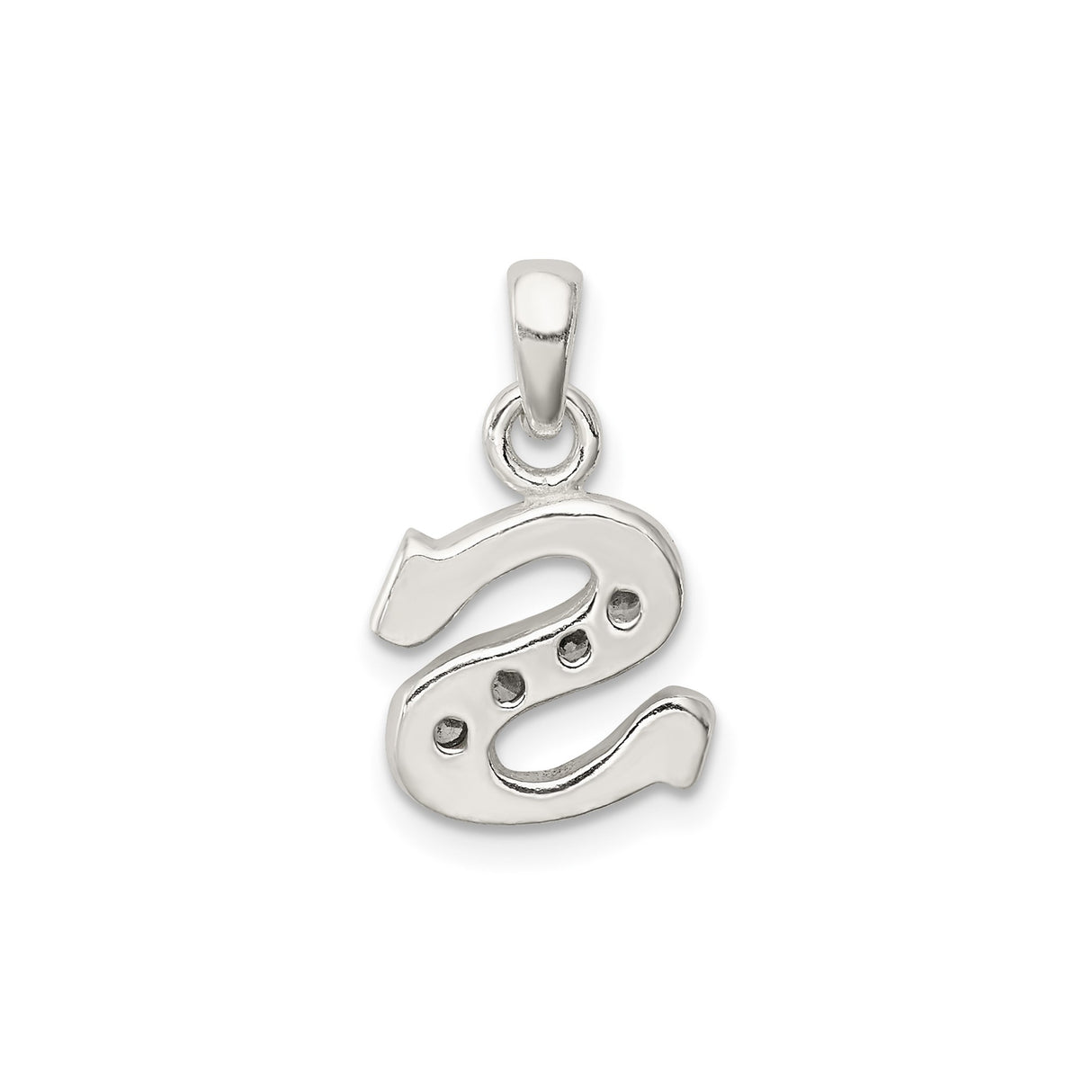 Sterling Silver Letter S Pendant with Cubic Zirconia, Textured Initial Charm for Women