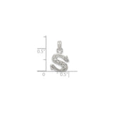 Sterling Silver Letter S Pendant with Cubic Zirconia, Textured Initial Charm for Women