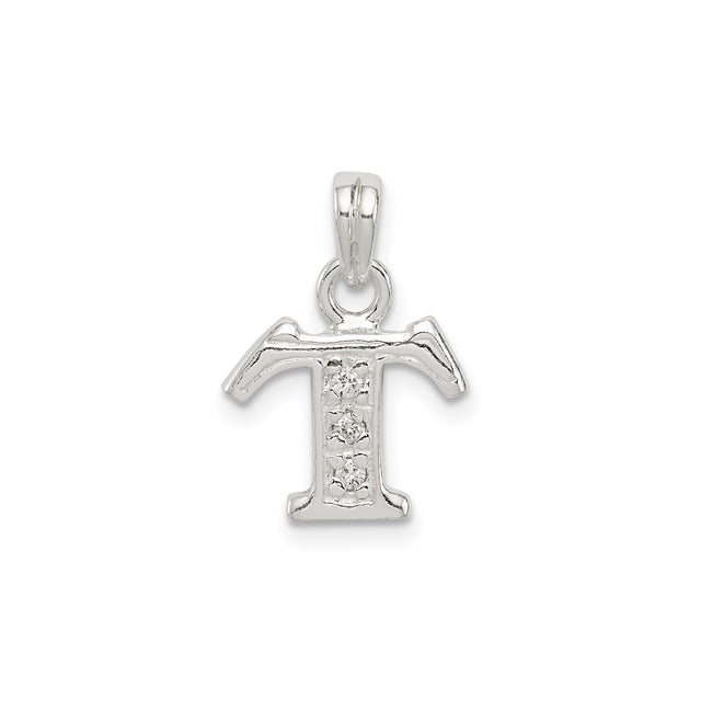 Sterling Silver Tau Cross Pendant with Cubic Zirconia, Franciscan Christian Jewelry