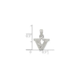 Sterling Silver V Pendant with Cubic Zirconia, Dainty Initial Charm Jewelry for Women