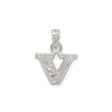 Sterling Silver V Pendant with Cubic Zirconia, Dainty Initial Charm Jewelry for Women
