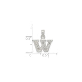 Sterling Silver W Pendant with Cubic Zirconia, Diamond-Cut Accents, Initial Letter Charm