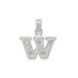Sterling Silver W Pendant with Cubic Zirconia, Diamond-Cut Accents, Initial Letter Charm
