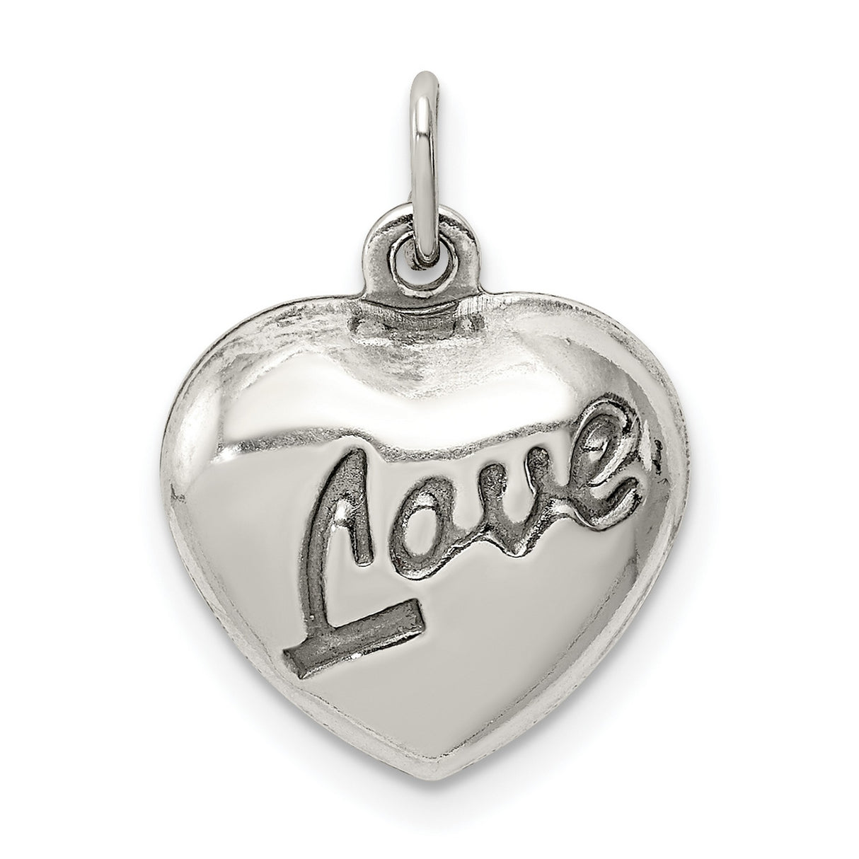 Sterling Silver Heart Pendant with Love Symbol, Romantic Charm for Women