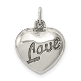 Sterling Silver Heart Pendant with Love Symbol, Romantic Charm for Women
