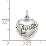 Sterling Silver Heart Pendant with Love Symbol, Romantic Charm for Women